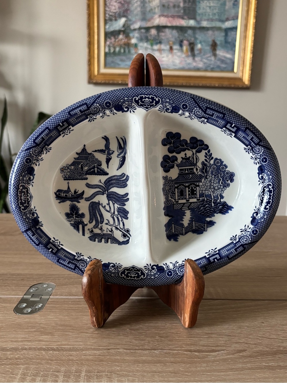 Churchill Blue Willow Divided Porcelain Serving Dish - Blue and White